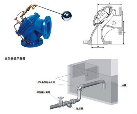 100A角型定水位阀安装示意图