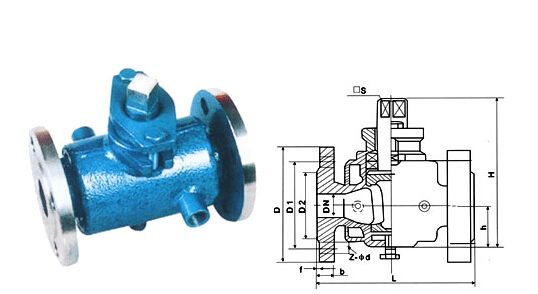 BX43W-1.0C~BX43W-1.0P二通保温旋塞阀结构图