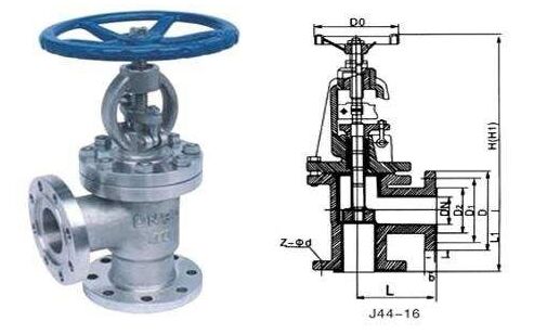 法兰角式截止阀结构图