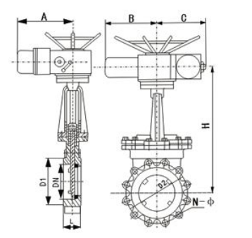 PZ973H~PZ943H电动刀闸阀结构尺寸