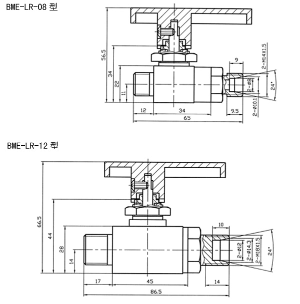 BME系列高压球阀尺寸图