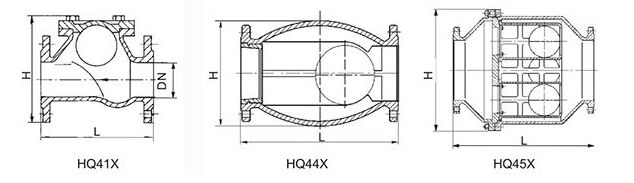 HQ41X无磨损球形止回阀结构图