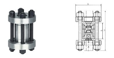 对夹式高压止回阀H72H结构图