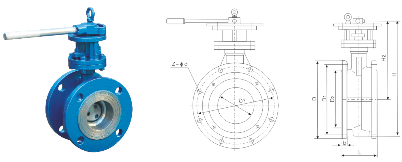 D43H法兰式不锈钢蝶阀结构图
