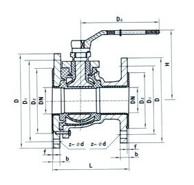 FQ41F衬氟放料球阀结构图