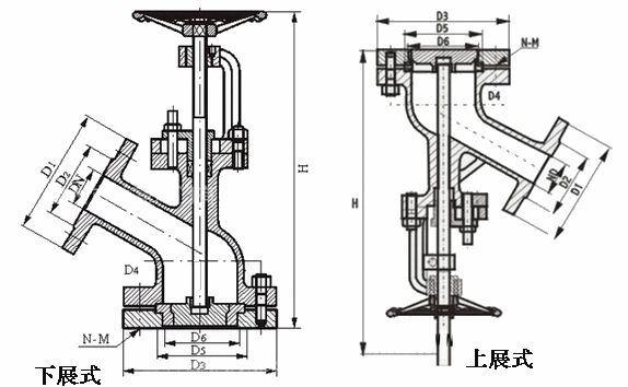 上展式防腐衬氟放料阀结构图