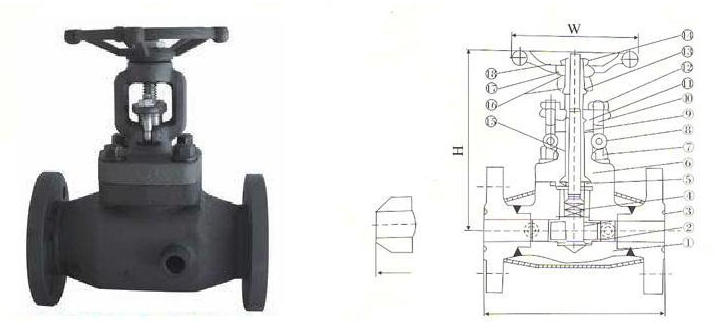 锻钢法兰端保温截止阀结构图纸 锻钢法兰端保温截止阀结构图纸