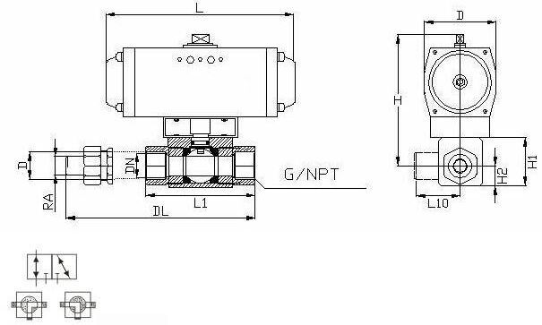 气动内螺纹高压球阀结构图